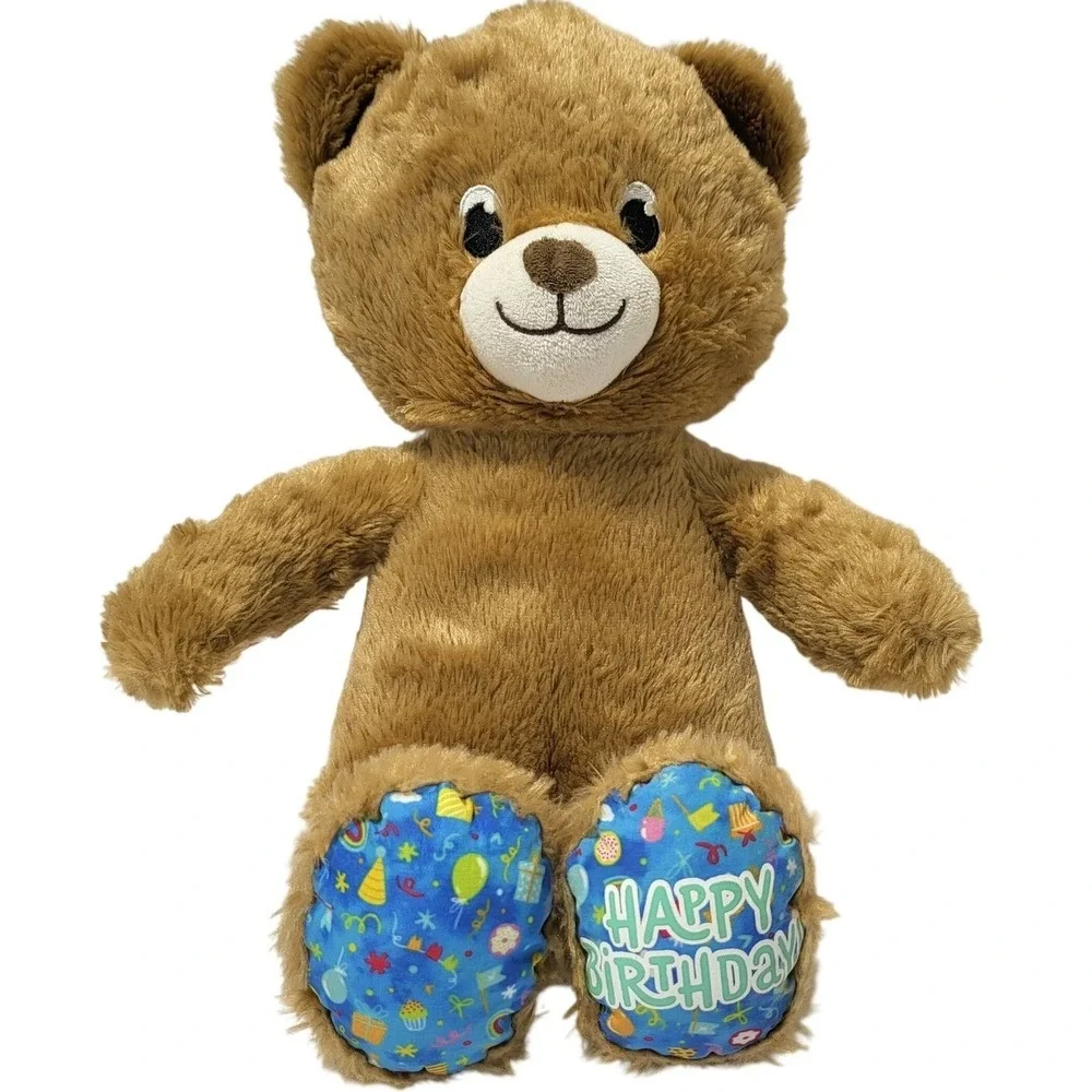 Build A Bear Workshop Brown Teddy‎ Bear Happy Birthday Feet Plush Toy Kids